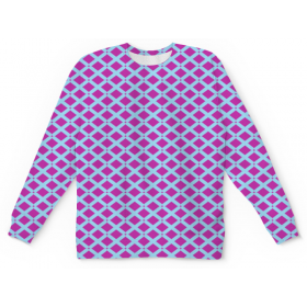 full_print_kids_sweatshirt с принтом Клетка цветная в Тамбове,  |  | Тематика изображения на принте: 