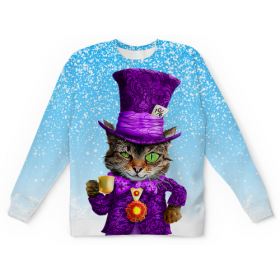 full_print_kids_sweatshirt с принтом Чеширский котик в Тамбове,  |  | Тематика изображения на принте: 