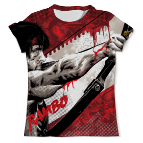 full_print_tee с принтом Rambo: First Blood в Тамбове, Футболка с нанесением полноцветного изображения по всей поверхности может быть выполнена в двух вариантах - ХЛОПОК и СИНТЕТИКА. | Хлопок - ткань из 100% хлопка высшего качества пенье.  <br>Синтетика - ткань с высоким содержанием синтетического волокна (до 80%).  Материал хорошо тянется, имеет приятную на ощупь фактуру | 