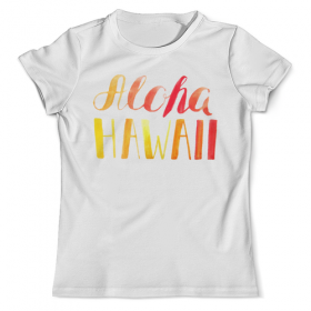 full_print_tee с принтом Aloha Hawaii в Тамбове, Футболка с нанесением полноцветного изображения по всей поверхности может быть выполнена в двух вариантах - ХЛОПОК и СИНТЕТИКА. | Хлопок - ткань из 100% хлопка высшего качества пенье.  <br>Синтетика - ткань с высоким содержанием синтетического волокна (до 80%).  Материал хорошо тянется, имеет приятную на ощупь фактуру | 