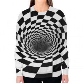 full_print_woman_sweatshirt с принтом ВОРОНКА ШАХМАТНАЯ. ЧЕРНОЕ И БЕЛОЕ. в Тамбове,  |  | 