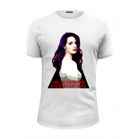 Мужская футболка Premium с принтом Lana Del Rey - Ultraviolence Era (Front Back) в Тамбове, Белый, черный, серый меланж, голубой: 100% хлопок, плотность 160 гр. Остальные цвета: 92% хлопок, 8% лайкра, плотность 170-180гр. |  | 